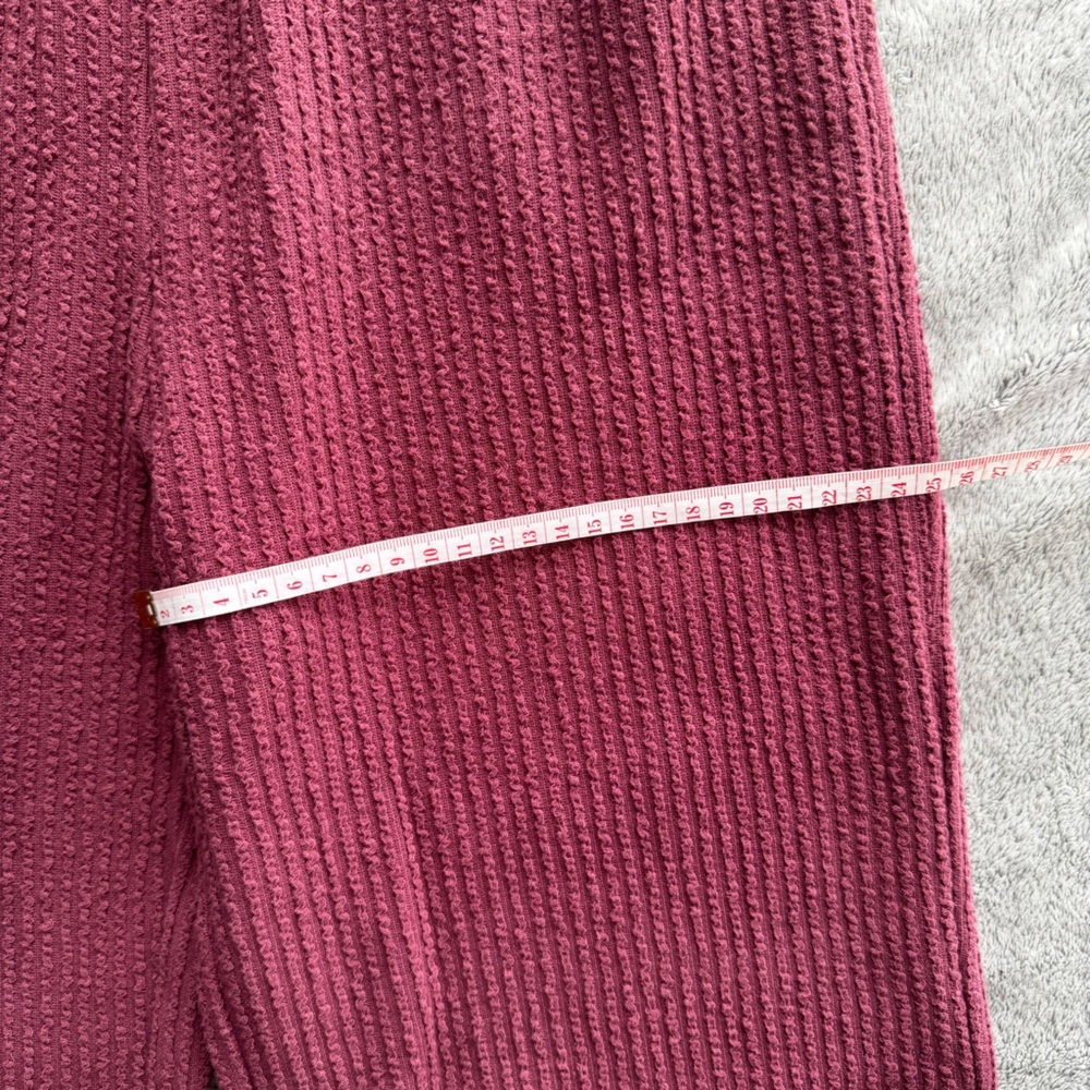 GIRL CRUSH GANG Wide Leg Waffle Pants - Dusty Rose/Muted Pink/Plum - Size S - Picture 7 of 9